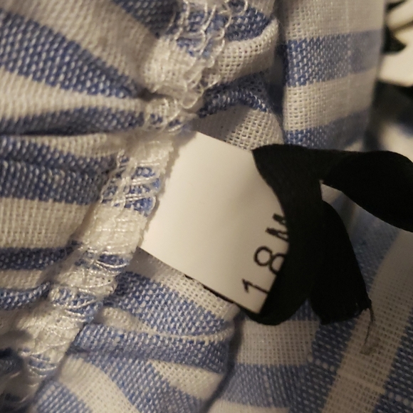 NWT Danna Belle Blue Striped Ruffle Shortall Romper 18 Months - Picture 6 of 8